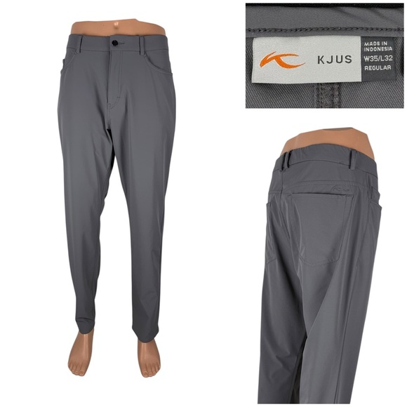 Kjus Mens 35 X 32 Pants Gray Regular Tailored Fit Stretch Golf Casual EUC